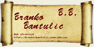 Branko Bantulić vizit kartica